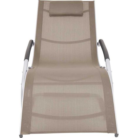 Chaise longue, Fauteuil Relax, pour Jardin Balcon Camping, avec oreiller Aluminium et textilène Taupe OIB8214E (1/2)