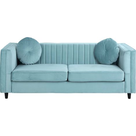 Premier Housewares Farah 3 Seat Midnight Green Velvet Sofa (1/5)