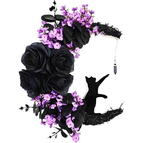 Couronne d'Halloween en branches noires avec lumières, idéale pour les décorations de fêtes intérieures et extérieures. (1/5)
