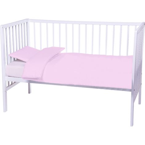 Completo lettino Bambini lenzuola tinta unita 100% cotone made in Italy, in 7 colori ottima qualità Rosa - 120x180 cm