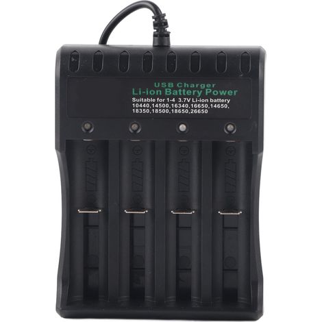 Chargeur de batterie DC4.2V 4 emplacements avec câble USB pour piles Li-ion 3.7V rechargeables (1/5)