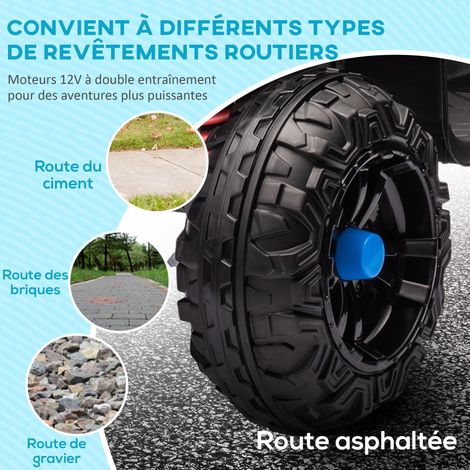 Moto électrique 12V à quatre roues pour enfants, double moteur, marche avant et arrière, convient aux enfants de 37 à 60 mois, dimensions : 85 x 55,5 x 62 cm, bleue. (1/5)
