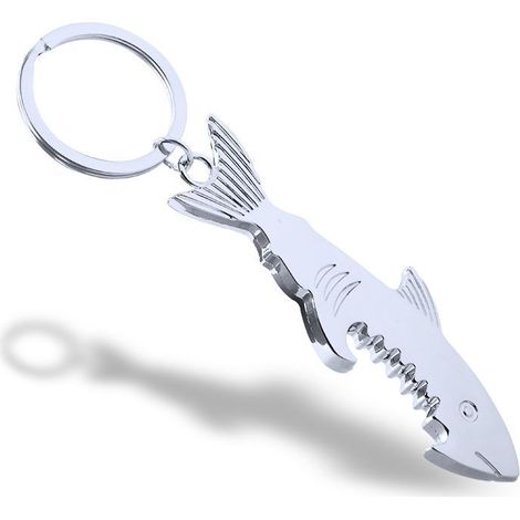 Lot de 2 porte-clés ouvre-bouteilles en métal, design requin (1/5)