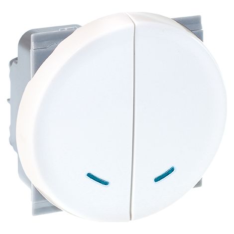 Interrupteur combiné double poussoir lumineux - COMETE Blanc (1/3)