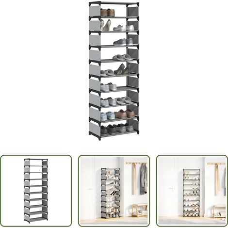 vidaXL Étagère en tissu - Étagère à chaussures 10 niveaux 54x28x158 cm tissu non-tissé (1/5)