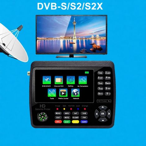 iBRAVEBOX V10 Finder Max HD Détecteur de signal TV satellite DVB-S/S2/S2X, appareil de mesure de signal numérique portable, H.265, écran LCD 4,3 pouces pour le réglage de l'antenne parabolique