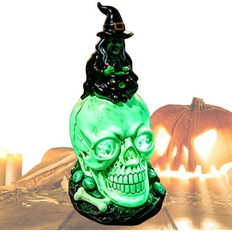 Gotische Schädellampe Für Festival Gotische Hexe Skelett Harz Tischlampe Halloween Leuchtendes Totenkopf-Ornament Für Schreibtisch, Bücherregal, Zuhause, Bar, Partys, Schlafzimmer, Studium, Schu (1/5)