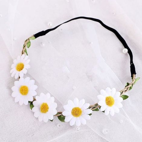Lot de 5 bandeaux en marguerite artificielle pour demoiselle d'honneur, mariage et fille, guirlande de fleurs pour fille et femme, (1/5)