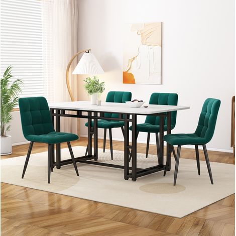 Set tavolo e sedie 120 x 70 cm, 1 tavolo e 4 sedie in MDF e velluto DESVIAE (1/5)