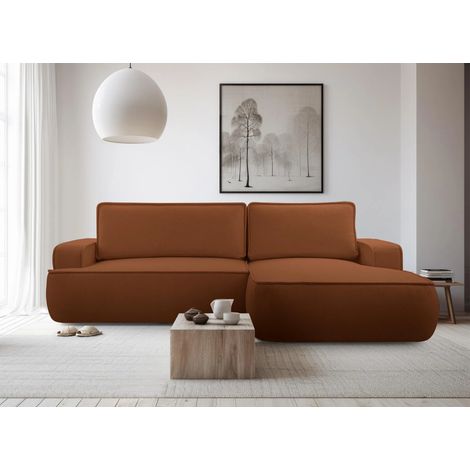 AX LIVING Ablia Sofa L Form mit Schlaffunktion Ziegelrot 267 cm R