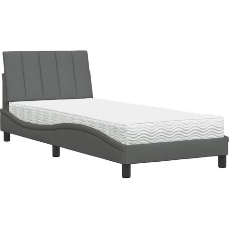 Maison Exclusive - Bett mit Matratze "Hanko" Dunkelgrau 90x190 cm