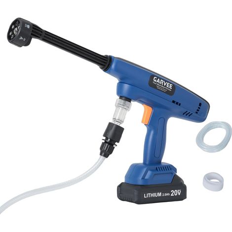 Nettoyeur haute pression sans fil portable 6-en-1, pistolet à eau pulsé pour véhicules et arrosage jardin, avec tuyau, sans batterie (1/5)