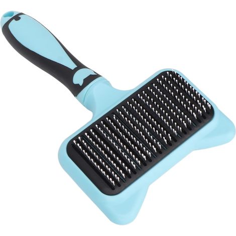 Brosse de toilettage pour chat, dents incurvées 140° avec massage, autonettoyante (bleu) (1/5)