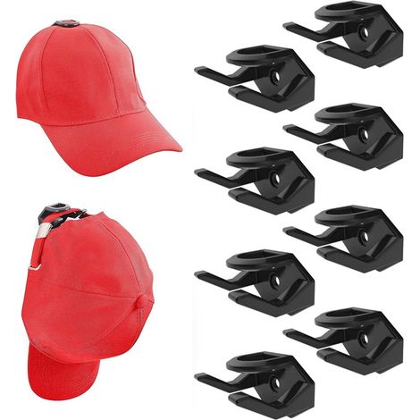 Filiyano-Ensemble de 8 porte-casquettes muraux - Crochets pour casquettes - Vis et ruban adhésif inclus - Deux modes de fixation (1/5)