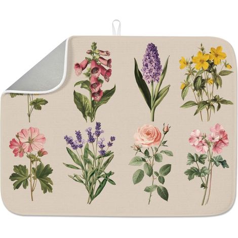 Tapis de séchage vintage pour comptoir de cuisine 45,7 x 61 cm, tapis absorbant antidérapant, séchage rapide, résistant à la chaleur, tapis de bar à café pour robinet de table, évier, bar à (1/5)