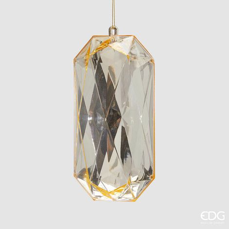 EDG Enzo De Gasperi Decoro Diamante Rettangolare di Natale da Appendere H 19,5 Cm L 9,5 Cm L 7 Cm Pp Champagne