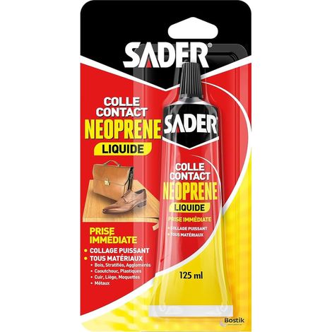 Colle Contact Néoprène Liquide – Colle Extra Forte Tous Matériaux – Prise Immédiate – Idéale pour Surfaces Horizontales – Applicable au Pinceau – Tube de 125 ml