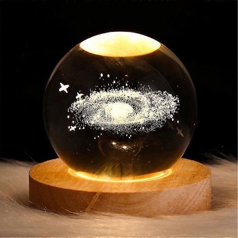 Boule de cristal lumineuse, petite lampe planète, veilleuse LED rechargeable par USB, décoration de chambre, cadeau pour enfants (1/5)