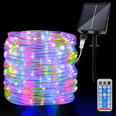Guirlande Lumineuse Solaire Extérieure LED, IP65 Étanche Guirlande Lumineuse 12m/39.4ft 100LEDs Solaire Décoration Lumières avec 8 Modes d'Éclairage pour Jardin Arbre Fête Décoration de Noël (1/5)