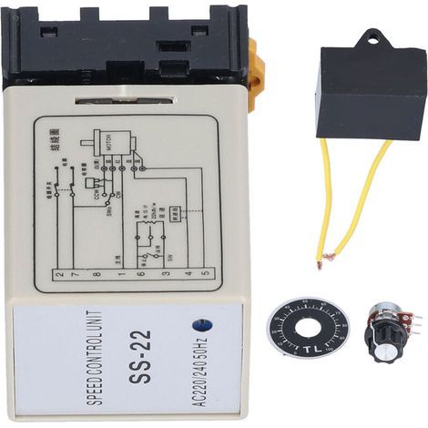 Contrôleur de Vitesse pour Moteur à Courant Alternatif Monophasé 6W‑200W 220V/240V Régulateur SS‑22 (1/5)