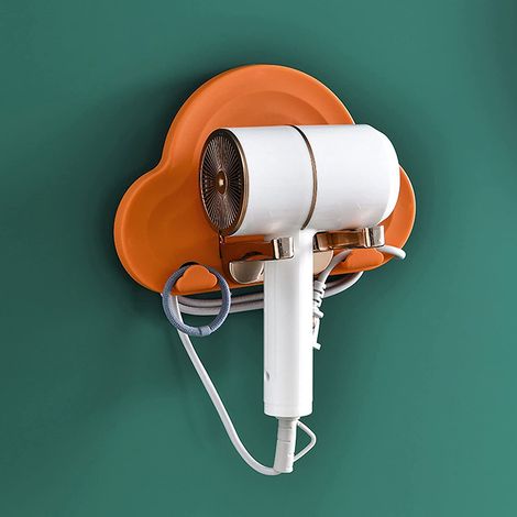 Support pour sèche-cheveux, support mural pliable pour sèche-cheveux, support sans base, pour ranger le sèche-cheveux et le lisseur (orange) (1/5)