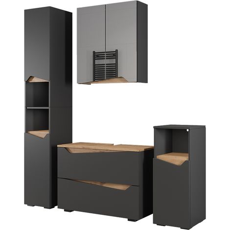 Meubles bain Marelle, Anthracite/Artisan, 4 parties, Vicco