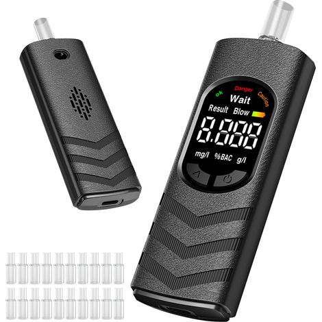 Alcohol Breathalyser UK, 0-0.300% BAC Range, 100 Groups Data Storage, 20 Disposable Mouthpieces,High Precision Drink Tester with LCD Screen for Drivers, Home & Party (Batteries Not Included) (1/5)