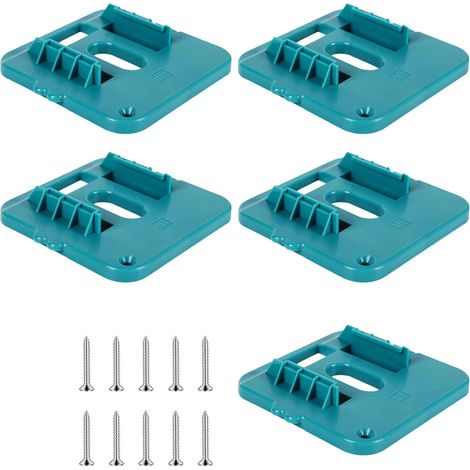 Set mit 5 Wandhalterungen für Batterien – ideal für Heimwerker und professionelle Techniker zur Platzersparnis.