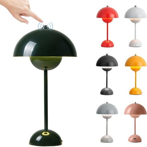 Lampe de table LED en forme de pot de fleurs, lampe de chevet sans fil rechargeable, intensité réglable par simple pression (3 modes), style rétro (1/3)