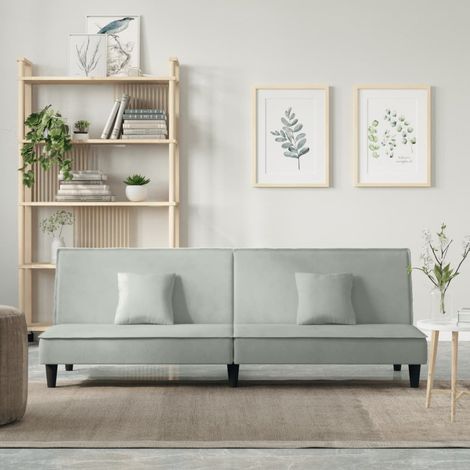 Schlafsofa Hellgrau Samt (1/5)