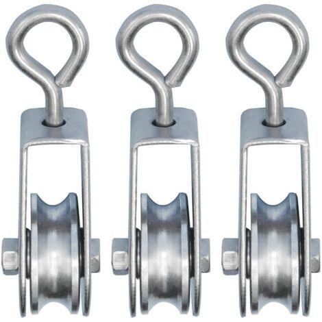 NALOOKAMIC Lot de 3 mini poulies avec roulements à billes – Charge 30kg – Ø 28mm pour corde de 6mm – Acier galvanisé antirouille (1/4)