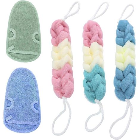 Gants de douche exfoliants gants de bain Boules de lavage du corps pour nettoyage de la peau profonde 5 pcs (1/5)