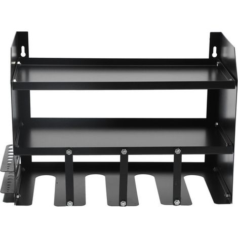 Support mural à 3 niveaux pour outils électriques, rangement pour 4 outils électriques, pour garage, atelier, 43 x 30 x 23 cm (noir)
