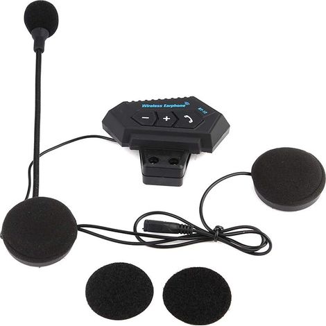 Casque Bluetooth, Micro Casque Moto, BT12 Intercom Motos Kit Main Libre Bluetooth Headset, Kit Main Libre Bluetooth Moto, 1 Paire BT Casques Haut-parleurs Soutien Appels Mains Libres (1/5)