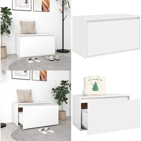 Flurbank 80x40x45 cm Weiß Holzwerkstoff - Flurbank - Holzbank - Wohnzimmerbank - Garderobe - Aufbewahrungsbank - Home & Living (1/5)
