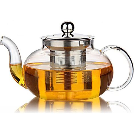 Teiera in vetro con coperchio e infusore in acciaio inox, 930 ml (33 once)