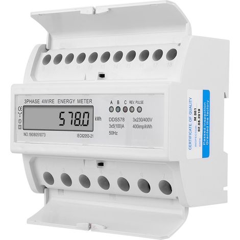 DDS578 Wattstundenzähler mit LCD-Anzeige, 3-phasig, 4-adrig, 7P, 380 V, elektrischer Leistungszähler (1/5)