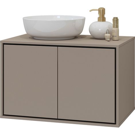 Mobile sottolavabo da bagno 80cm con 2 porte collezione GOBI colore marrone.