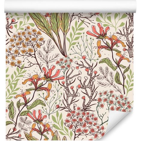 Papel pintado de flores exóticas para salón y dormitorio, 50x1000 cm. (1/5)