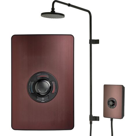 Triton UniQ Aspirante Bronze Effect Black Electric Shower 9.5kW Rainshower Head (1/5)