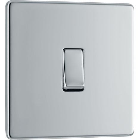 Interrupteur à plaque plate, chrome poli, 2 voies, 16AX, 2,0 cm³ (1/5)