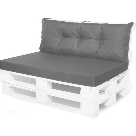 Coussin de palettes, Jeu de coussins de jardin  120x50 et Dossier 120x40cm Anthracite / coussin de palettes pas cher extérieures (1/3)