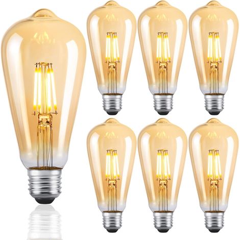 Ampoule LED Vintage Edison, ampoule à vis E27 dimmable blanc chaud 2700K lampe à économie d'énergie 4W angle de faisceau de 360 ​​° ST64 lampe LED, 40W lampe à incandescence équivalente classe énergét
