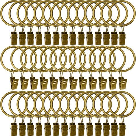 Anillos de cortina de metal con clips, ID 1,5", paquete de 40 (Bronce) (1/5)