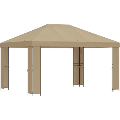 Gazebo 4 x 3 m Beige Polyester and Steel 190 gsm vidaXL (1/5)