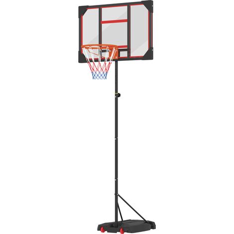 Panier basket enfant réglable 210-260 cm, support roulettes, extérieur rouge (1/5)