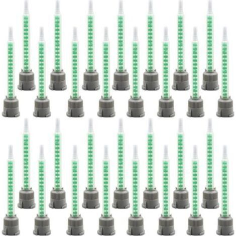Pack of 30 static mixing nozzles for 2K two-component adhesives, 1:1 ratio, rigid plastic tube, cartridge-compatible tips