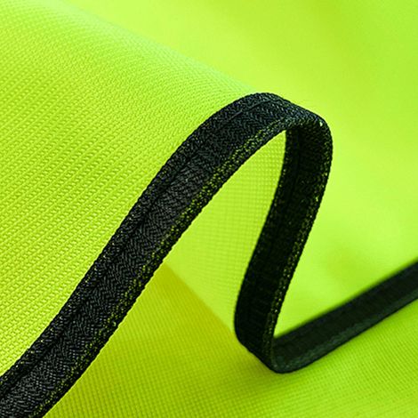 Gilet de sécurité réfléchissant vert, en tissu, à fermeture éclair et poches multiples, idéal pour la construction, l'industrie et les bâtiments routiers et autoroutiers. (1/5)