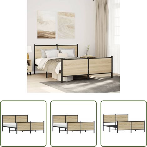 Metallbettgestell - Metallbett ohne Matratze Sonoma-Eiche 150x200 cm (1/5)