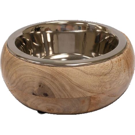 bol 14 cm: Gamelle en acier et bois Gryfino pour chiens et chats